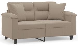 Sofa 2-osobowa z poduszkami, kolor taupe, 120 cm, mikrofibra