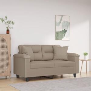 Sofa 2-osobowa z poduszkami, kolor taupe, 120 cm, mikrofibra