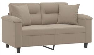 Sofa 2-osobowa z poduszkami, kolor taupe, 120 cm, mikrofibra