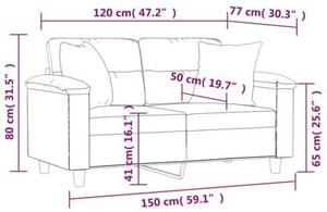 Sofa 2-osobowa z poduszkami, czarna, 120 cm, mikrofibra
