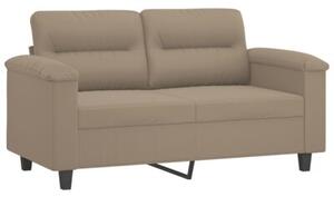 Sofa 2-osobowa z poduszkami, kolor taupe, 120 cm, mikrofibra