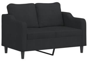 Sofa 2-osobowa z poduszkami, czarna, 120 cm, tkanina