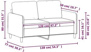 Sofa 2-osobowa, jasnoszara, 120 cm, tapicerowana tkaninÄ
