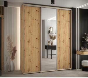 Szafa przesuwna wysoka Davos 3 200, gł. 60 cm artisan + artisan + srebrny