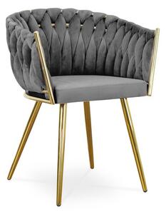 Wygodny fotel tapicerowany LARISSA - szary / noga złota / R91