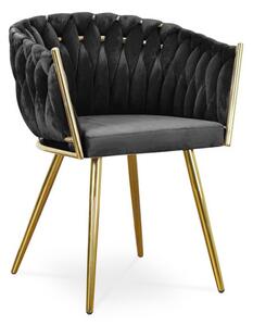 Fotel z wygodnym siedziskiem LARISSA - czarny / noga złota / R100