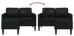 Sofa 2-osobowa z szezlongiem w ksztaÅcie litery l, czarna, 125 cm, skÃ³ra ekologiczna