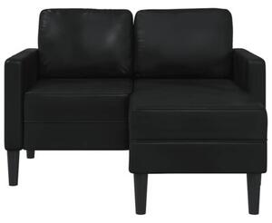 Sofa 2-osobowa z szezlongiem w ksztaÅcie litery l, czarna, 125 cm, skÃ³ra ekologiczna