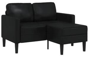 Sofa 2-osobowa z szezlongiem w ksztaÅcie litery l, czarna, 125 cm, skÃ³ra ekologiczna
