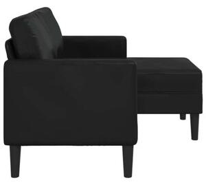 Sofa 2-osobowa z szezlongiem w ksztaÅcie litery l, czarna, 125 cm, skÃ³ra ekologiczna