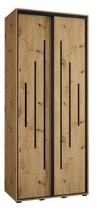 Szafa przesuwna wysoka Davos 12 100, gł. 60 cm artisan + artisan + czarny