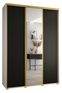 Szafa przesuwna wysoka Davos 3 170, gł. 45 cm biały + czarny + złoty