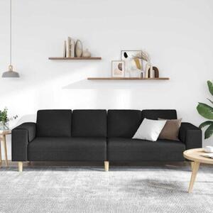 Nowoczesna czarna sofa z podÅokietnikami i ottomanami, 4 miejsca, tapicerka z poliestru, trwaÅa i komfortowa