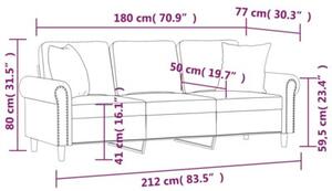 Sofa 3-osobowa z poduszkami, rÃ³Å¼owa, 180 cm, aksamit