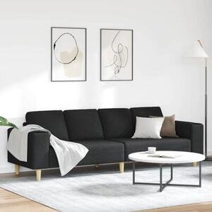 Nowoczesna czarna sofa z podÅokietnikami i ottomanami, 4 miejsca, tapicerka z poliestru, trwaÅa i komfortowa
