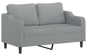 Sofa 2-osobowa z poduszkami, jasnoszara, 140 cm, tkanina