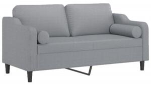 Sofa 2-osobowa z poduszkami, jasnoszara, 140 cm, tkanina
