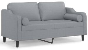 Sofa 2-osobowa z poduszkami, jasnoszara, 140 cm, tkanina