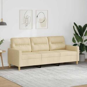 Sofa, 3-osobowa kremowa, 180 cm, tapicerowana tkaninÄ