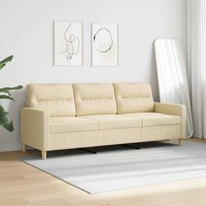 Sofa, 3-osobowa kremowa, 180 cm, tapicerowana tkaninÄ