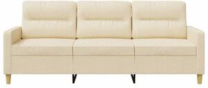Sofa, 3-osobowa kremowa, 180 cm, tapicerowana tkaninÄ