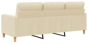 Sofa, 3-osobowa kremowa, 180 cm, tapicerowana tkaninÄ