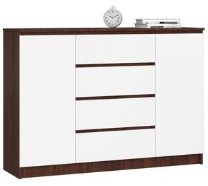 Komoda do sypialni, 4 szuflady, półki, CANTO, 140x40x99 cm, wenge, biel, mat | TYLETEGOTU