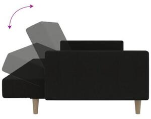 RozkÅadana kanapa 2-osobowa, czarna, tapicerowana tkaninÄ