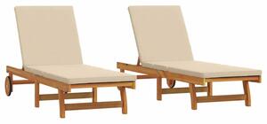 Leżak 2 szt. brązowy 63 x 199 x 85cm lite drewno akacjowe