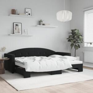 Sofa rozsuwana, czarna, 80x200 cm, aksamit
