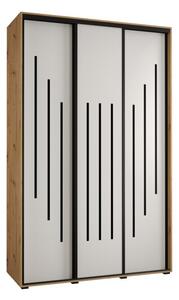 Szafa przesuwna wysoka Davos 8 160, gł. 60 cm artisan + biały + czarny