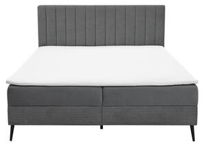Łóżko szare z toperem CINDY FUNDAMENTO 160x200 cm