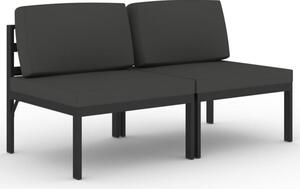 Sofa 2-os. ogrodowa z poduszkami, aluminium, antracytowa