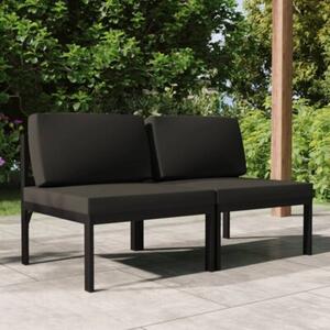Sofa 2-os. ogrodowa z poduszkami, aluminium, antracytowa