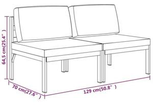 Sofa 2-os. ogrodowa z poduszkami, aluminium, antracytowa