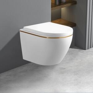 Miska WC HYDROSAN MIZU-WH-GL-RIM-02 Owalny Biały / Złoty pasek
