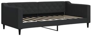 Sofa z funkcją spania, czarna, 90x190 cm, obita tkaniną