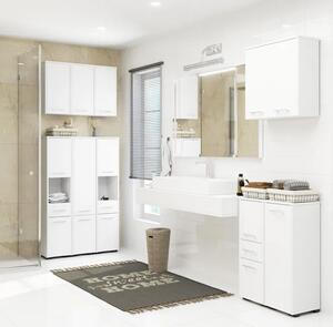 Biała wisząca szafka łazienkowa z półkami - Zofix 3X
