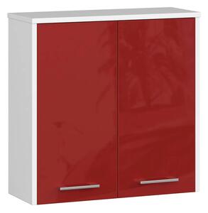 Nowoczesna wisząca szafka łazienkowa biały + czerwony połysk - Zofix 4X