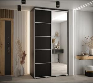 Szafa przesuwna wysoka Davos 5 130, gł. 45 cm czarny + czarny + srebrny