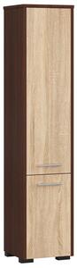 Regał łazienkowy z drzwiczkami wenge + dąb sonoma T2-W25