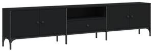 Szafka pod TV, z szufladą, czarna, 200x25x44 cm