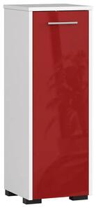 Regał łazienkowy z drzwiczkami biały + czerwony połysk - Lireno 4X