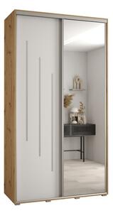 Szafa przesuwna wysoka Davos 9 130, gł. 60 cm artisan + biały + srebrny