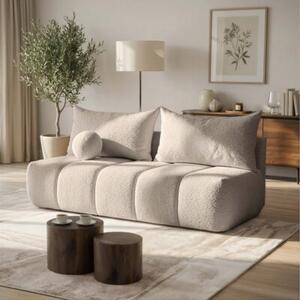 Sofa Rozkładana Kanapa z Funkcją Spania Dwuosobowa Do Salonu Beżowy SARIA