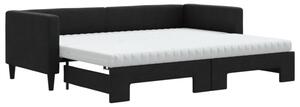 Sofa rozsuwana z materacami, czarna, 80x200 cm, tkanina