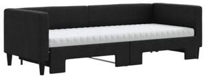 Sofa rozsuwana z materacami, czarna, 80x200 cm, tkanina