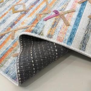 Kolorowy dywan z frędzlami w geometryczne wzory - Dehab