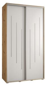 Szafa przesuwna wysoka Davos 8 130, gł. 45 cm artisan + biały + srebrny