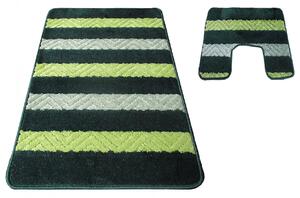 Zielone dywaniki łazienkowe w paski - Batiso 4X